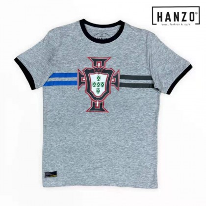 HANZO Men T-shirt FPF PRINT Short Sleeve Graphic Tee Shirt Baju T-shirt Lelaki - Navy/Black/Grey