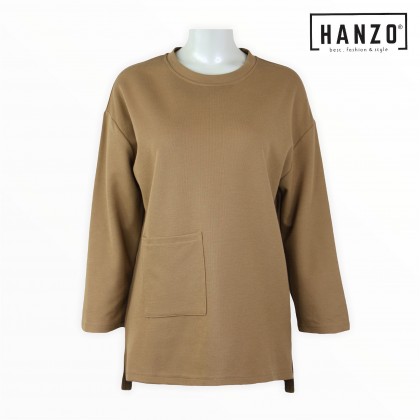 RGN BY HANZO Women Long Sleeve Muslimah Blouse SINGLE SIDE POCKET Blouse Baju Muslimah Lengan Panjang Perempuan - 106961