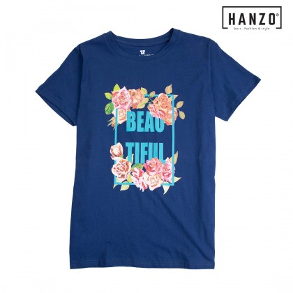 RGN BY HANZO Women T-shirt Short Sleeve Graphic Tee Baju T-shirt Wanita BEAU Tee - 106958#1 - Black/Grey