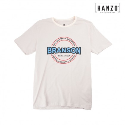 HANZO Men T-shirt Short Sleeve Graphic Tee Baju T-shirt Lelaki-BRANSON-Dark blue/Beige/Dark Brown/Grey/Black-92232#16