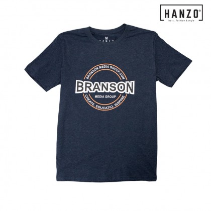 HANZO Men T-shirt Short Sleeve Graphic Tee Baju T-shirt Lelaki-BRANSON-Brown/Light Grey/Dark Grey/Navy/Blue-92232#19