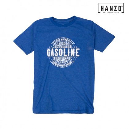 HANZO Men T-shirt Short Sleeve Graphic Tee Baju T-shirt Lelaki-GASOLINE-Black/Beige/Blue/Yellow/Navy/Purple-92232#20