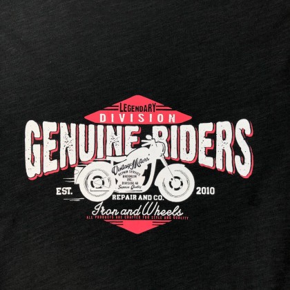 HANZO Men T-shirt Short Sleeve Graphic Tee Baju T-shirt Lelaki-GENUINE RIDERS-Grey/Black/Navy/Beige/Green-92232#21