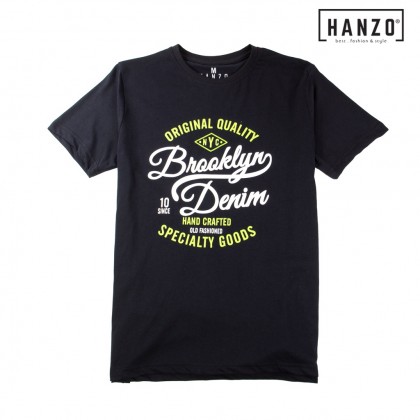 HANZO Men T-shirt Short Sleeve Graphic Tee Baju T-shirt Lelaki-ORIGINAL QUALITY-Grey/Black/Purple/Beige/Pink-92232#25