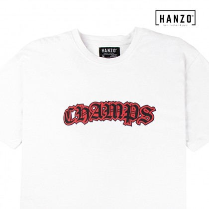 HANZO Men Oversized Tee Baju T-shirt Lelaki CHAMPS 106512 - Black/Khaki/White