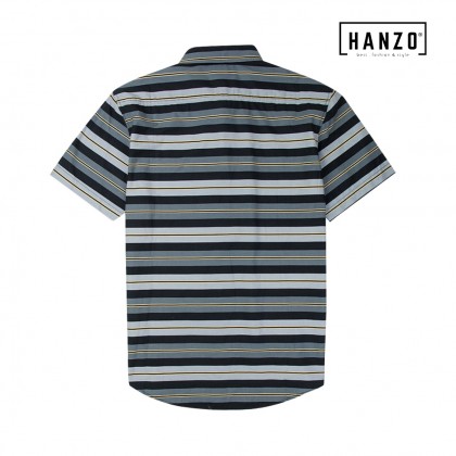 HANZO Men Shirt Short Sleeve Shirt Stripe Baju Kemeja Lelaki - SSL601016# 106125