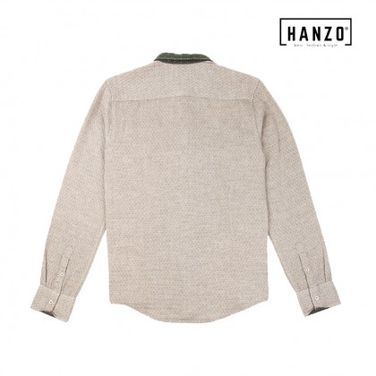 HANZO Men Shirt Long Sleeve Shirt  Baju Kemeja Lelaki - Yellow/Blue/Beige/Black/Green