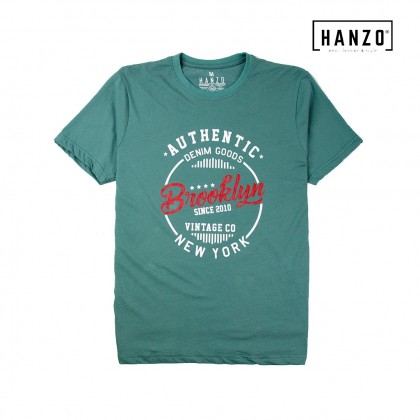 HANZO Men T-shirt Short Sleeve Graphic Tee Baju T-shirt Lelaki-AUTHENTIC-Green/Black/Brown/Pink-92232#27