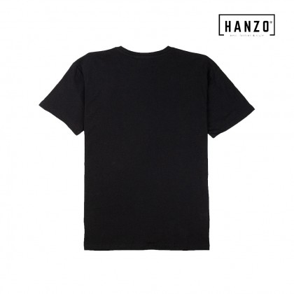 HANZO Men T-shirt Short Sleeve Graphic Tee Baju T-shirt Lelaki-COLLEGE-Black Orange/Navy/Purple/Light Yellow-92232#29
