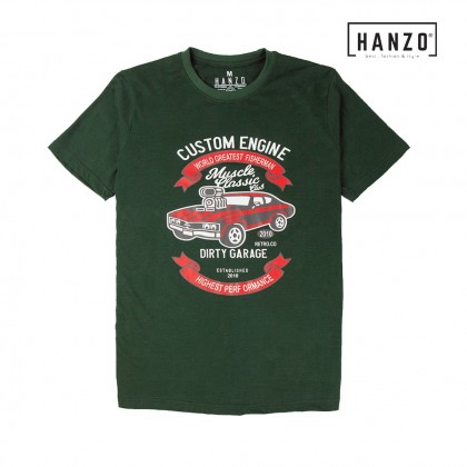 HANZO Men T-shirt Short Sleeve Graphic Tee Baju T-shirt Lelaki-CUSTOM-White/Beige/Brown/Green/Black-92232#32