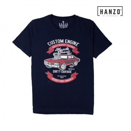 HANZO Men T-shirt Short Sleeve Graphic Tee Baju T-shirt Lelaki-CUSTOM-White/Beige/Brown/Green/Black-92232#32
