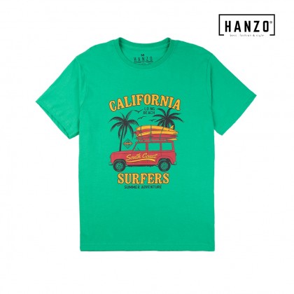 HANZO Men T-shirt Short Sleeve Graphic Tee Baju T-shirt Lelaki-CALIFORNIA-Blue/Green/Red/Dark Green/Maroon-92232#34/1