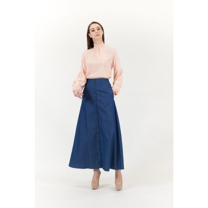 RGN BY HANZO Women Long Sleeve Stand Collar Ruffle Blouse 106770 (PINK / GREEN / BLUE)