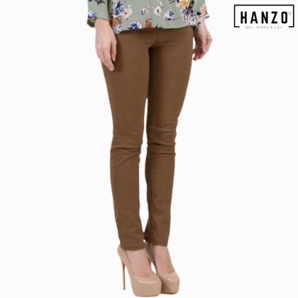 RGN BY HANZO Women Long Pant Straight Cut Long Cotton Pant Seluar Panjang Cotton Straight Cut Perempuan - Brown