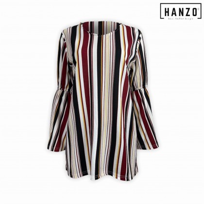 RGN BY HANZO Women Long Sleeve Muslimah Blouse STRIPE Muslimah Blouse Baju Muslimah Lengan Panjang Perempuan -101826