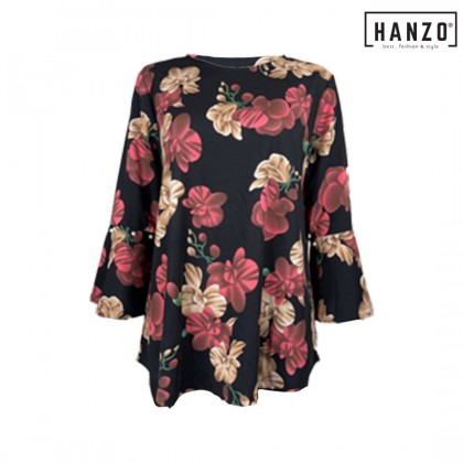 RGN BY HANZO Women Long Sleeve Muslimah Blouse FLORAL Muslimah Blouse Baju Muslimah Lengan Panjang Perempuan -101826R253