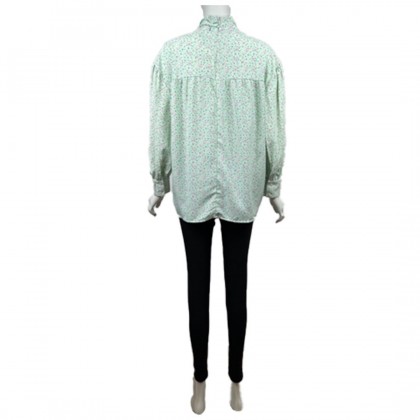 RGN BY HANZO WOMEN LONG SLEEVE LIBERTY FLORAL BLOUSE R385# 106770 (GREEN/WHITE/RED/BLACK)